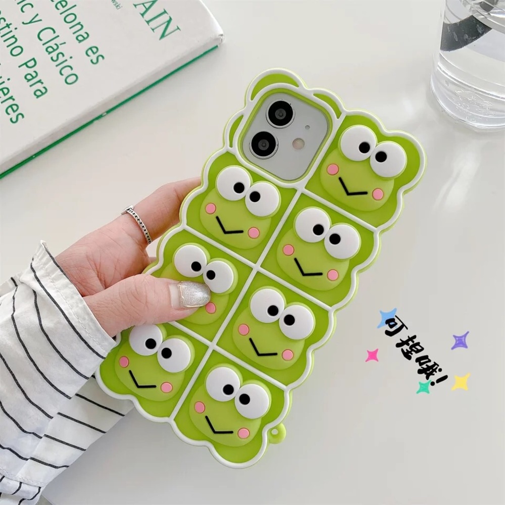 3D Frog Keroppi Bubble Silicone iPhone Case